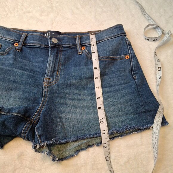 GAP Denim 3" Short Shorts Sz 29 Medium Wash Mid Rise Frayed Western Cowgirl - Picture 13 of 13